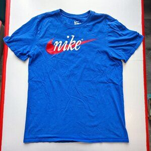 The Nike Tee athletic cut T-shirt blue with graphic design men's size S